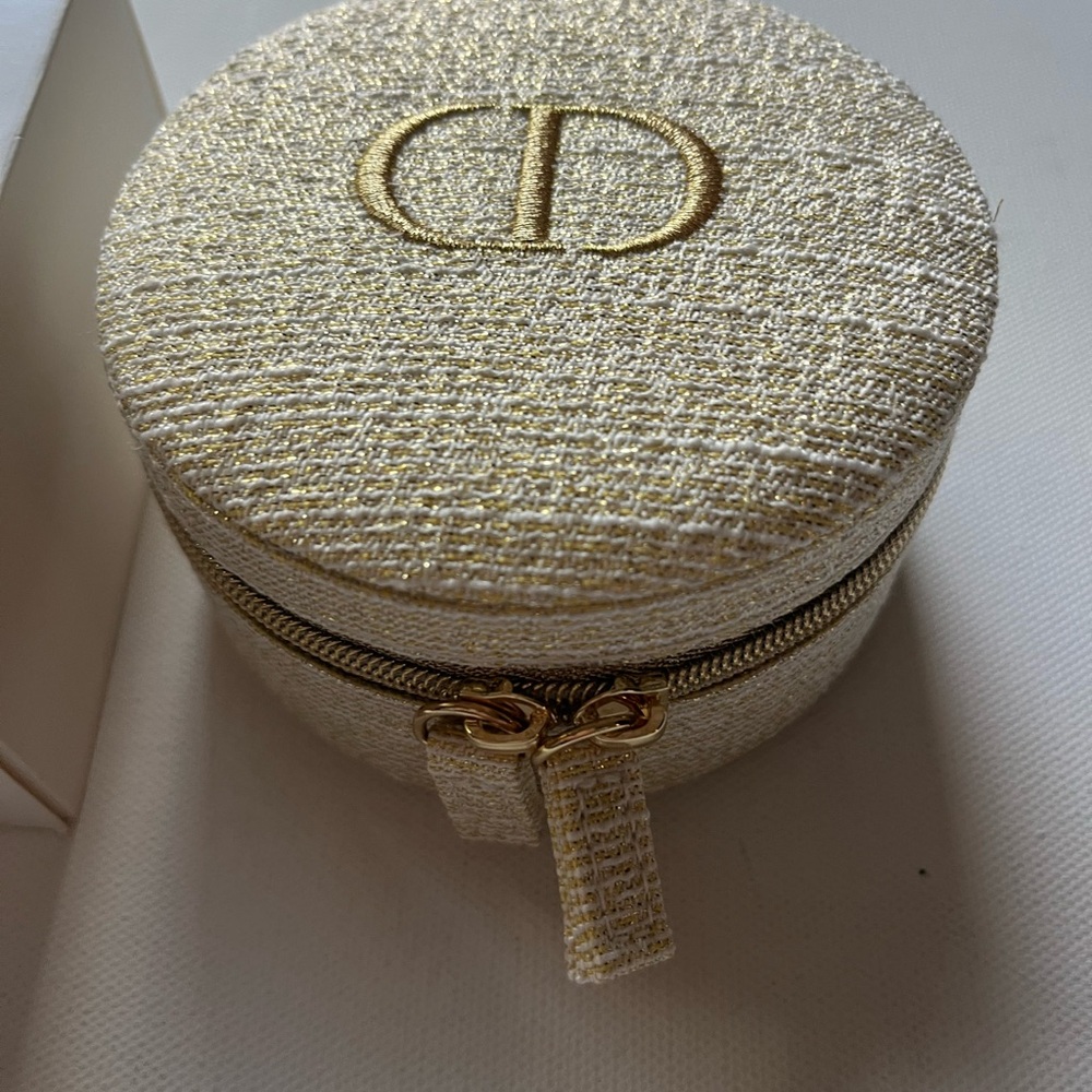 Dior Beauty Gold Cosmetic Pouch Toiletry Case - Picture 4 of 13